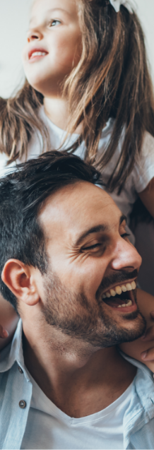 Father and daughter laughing together